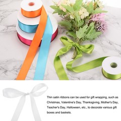 100 Yard Satin Ribbon Double Sided Grosgrain Silk Ribbon, 1.5″/White