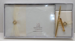 Lillian Rose Ivory Guest Book With Pen Set Gold Tone Rhinestone Detail