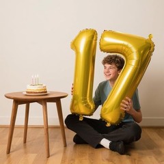40 Inch Balloon First Birthday Jumbo Mylar Foil Helium Balloon Number 7 Gold