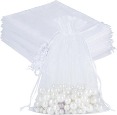 HRX Package 100Pcs Sheer Organza Bags White, 6 X 9 Inches Christmas Wedding Show