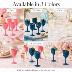 12 Pack 2 oz Clear Plastic Wine Glasses with Stem – Mini Wine 12 Pcs