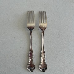 New 18/10 Reed & Barton Gold 2 piece Fork Set WEDDING / Engraved I Do and Me Too