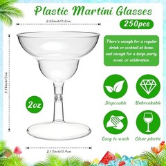 Mini Martini Glasses – 2 Oz – Disposable – Clear – 250 – Disposable
