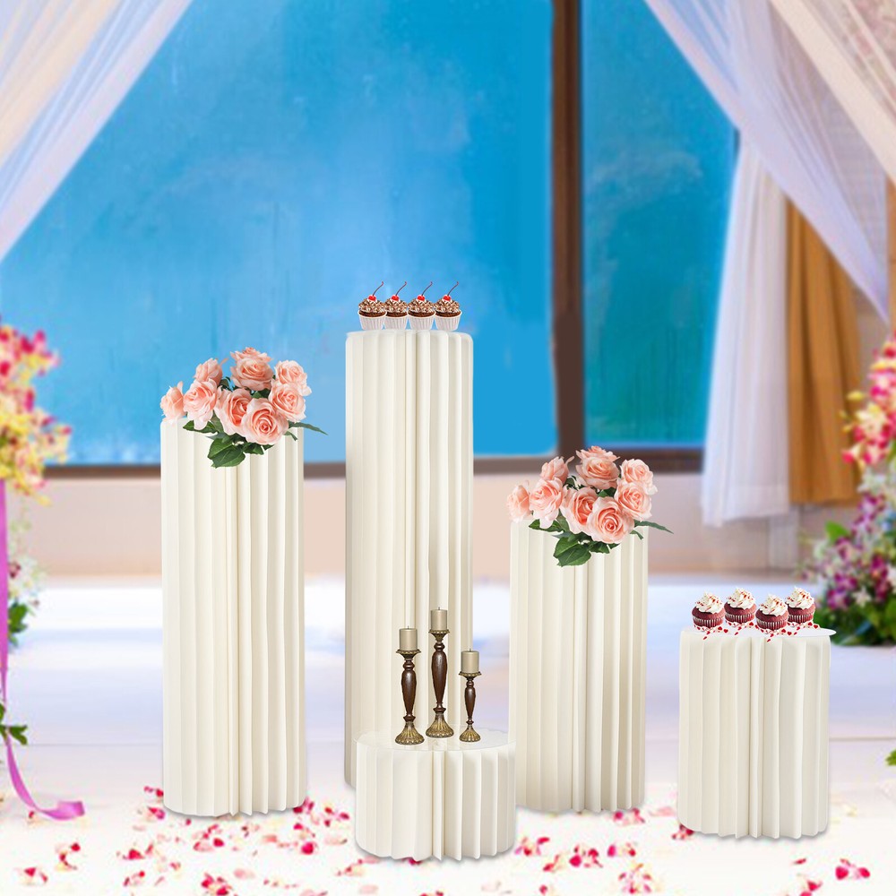 5pcs Cardboard Flowers Stands Milky White Flower Vase Stand Wedding Centerpieces