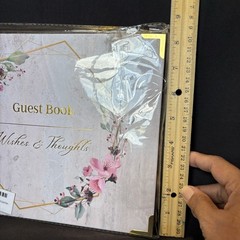 White Marble Colored Hardcover Floral Guest Book «Wishes & Thoughts» Pink & Gold