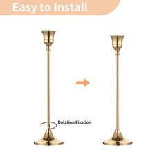 2 Sets(6 Pcs) Brass Gold Metal Taper Candle Holders 2 sets (6 pcs),