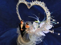 New 25th Wedding Anniversary Heart caketopper with Bride & Groom in Silver #12