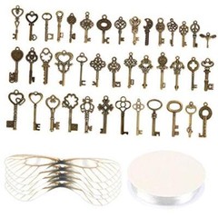 Set of 40 Flying Keys Charms, 40PCS Dragonfly Wings 40 DIY Vintage Skeleton