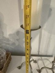 WROUGHT ALUMINUM CANDLE HOLDERS TRIPOD BASE SILVER Set of 2 18”& 12”