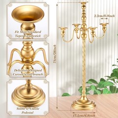6 Pack Wedding Gold Candelabra Table Centerpieces 28 inch Tall Candelabra Metal