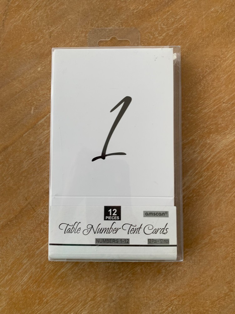 Amscan Table Number Tent Cards 1-12 4in x 5in Cardstock NEW