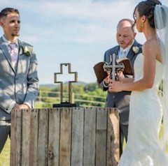 Brown Unity Wedding Cross Centerpiece Two Become One