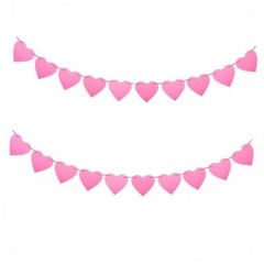 2 Pack Pink Heart Garland Felt Heart Banner Hanging Heart Garland for Romantic