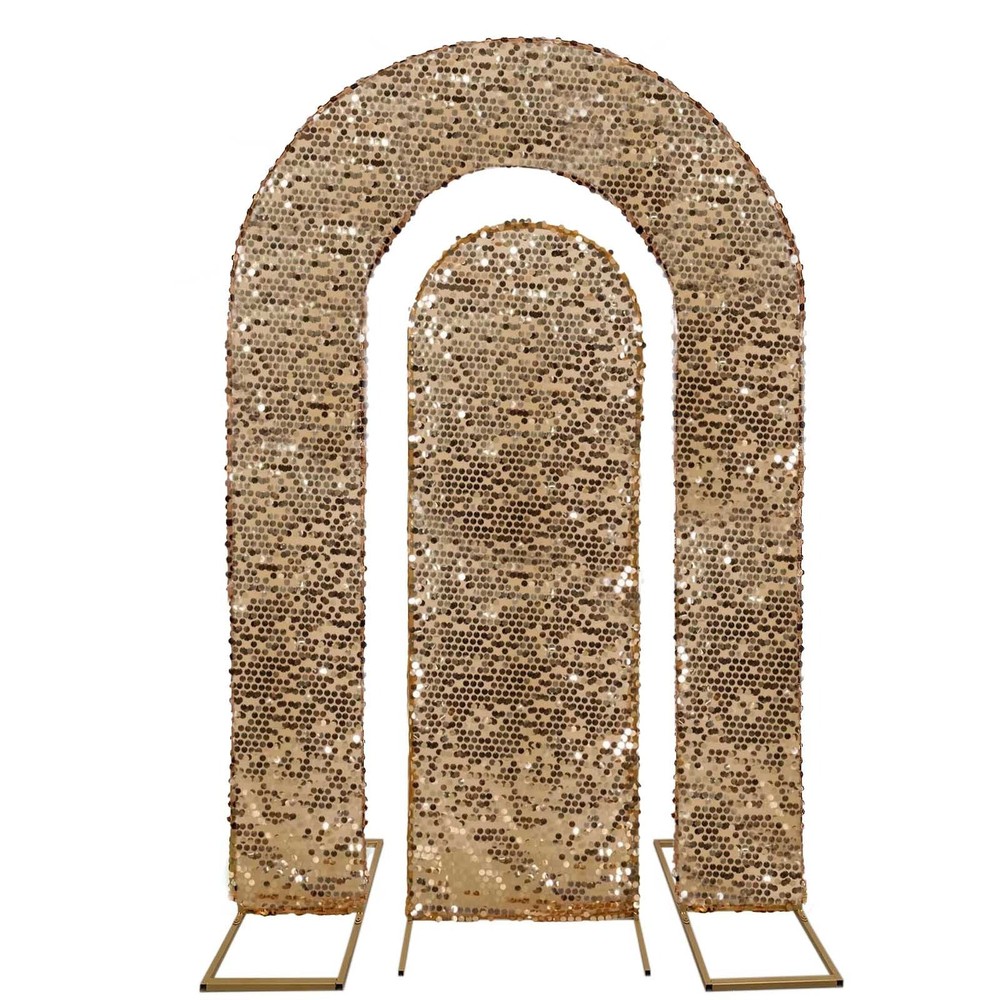 2 Gold Big Sequin Wedding Arch Backdrop Stand Covers Wedding Events Party