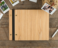 Rustic Custom Engraved Wooden Album – Personalized Couples Monogram Gift Book