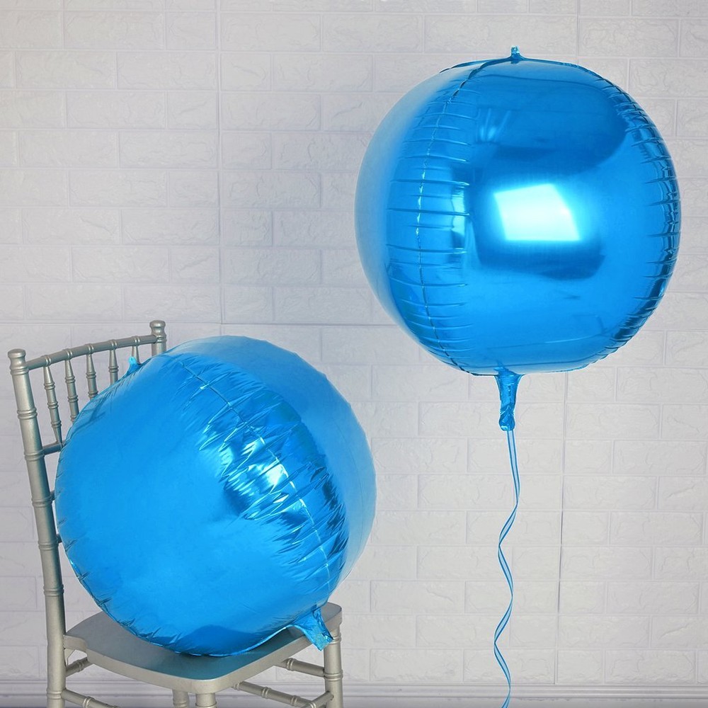 2 ROYAL BLUE 18″ wide 4D Round Orbs Mylar Foil Balloons Wedding Decorations