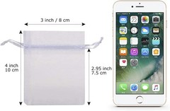 100pcs White Organza Jewelry Bags Drawstring 3 x 4 inch Little Mesh Gift Pouches