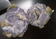 2 Artificial Vintage Dusty Blue Roses Wedding Bouquet Bridesmaid Home Decor