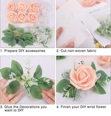 6PCS Bridal Bridesmaid Wrist Flower Wristband Bride Corsage Hand Wedding DIY
