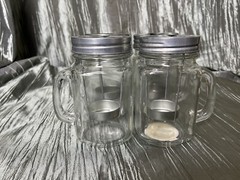 Mason Jars Lantern Tealight Holder with Wire Metal Tray Rustic Farmhouse Style