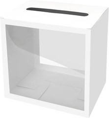 White Gift Card Box with Clear Window, Elegant Holder for Wedding Birthday Party
