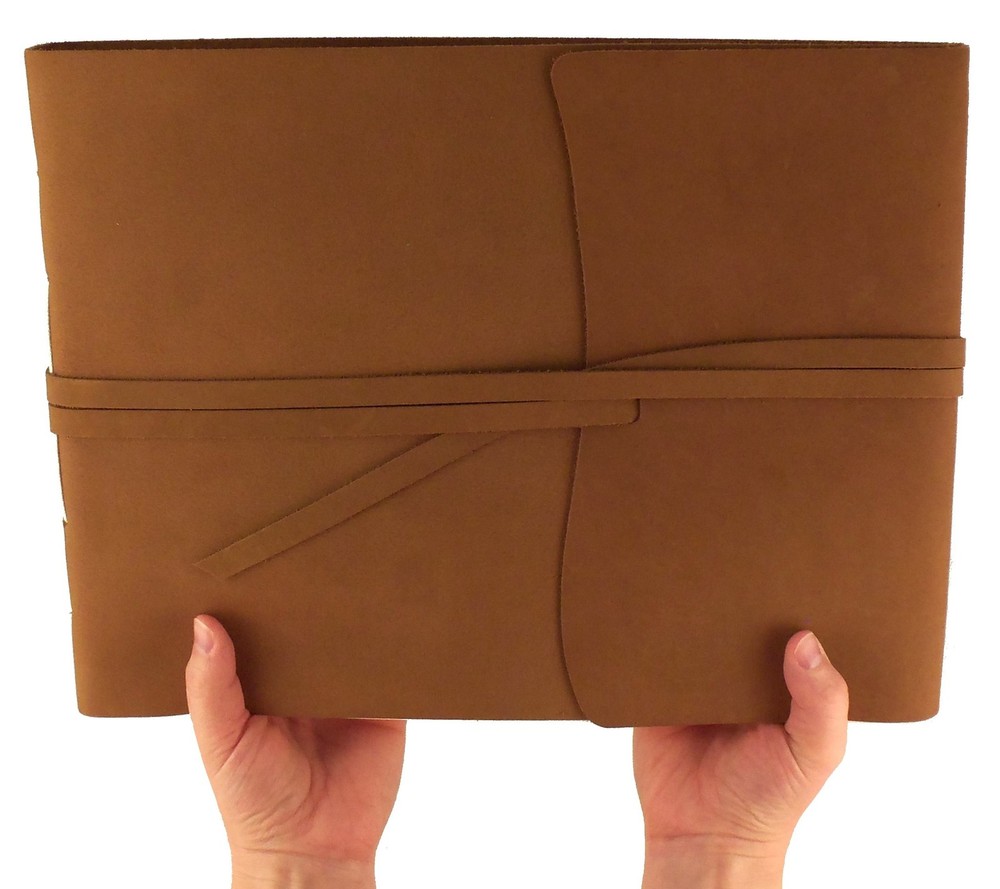 Large Rustic Genuine Leather Photo Album with Gift Box – Scrapbook Style Page…