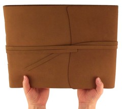 Large Rustic Genuine Leather Photo Album with Gift Box – Scrapbook Style Page…