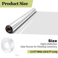 Silver Mirror Rug Aisle Runner Reflective Carpet Party Decor 3.3 X 32.8 Ft