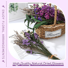 2 Pack Large Dried Flower Bouquets 15.7 Inch Lavender Baby Breath Forget Me Not