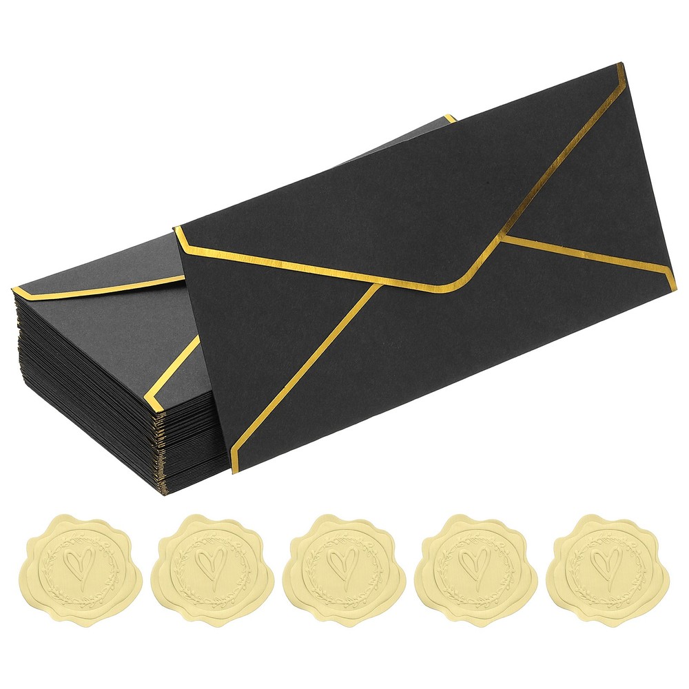 Envelopes 4 1/8 x 9 1/2 inch with gold edge, for 50 packs V-wing black