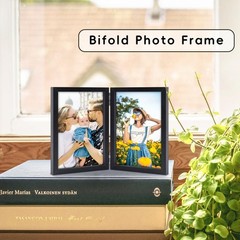 4×6 Picture Frames Double Black Photo Frame Folding Vertical Stand Display Si…