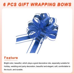 6pcs 6 Inch Large Big Pull Bow Gift Wrapping Ribbon Sapphire Blue