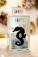 Seahorse Beach Wedding Table Numbers 1-10, 15, 20, or 25 Vinyl Sticker Decals