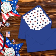 50 Pcs Patriotic Invitation Envelopes Red Blue Star Greeting Card Holders 4th of