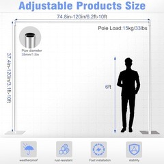 Pipe and Drape Backdrop Stand 10FT x 10FT, Adjustable Backdrop 10x10ft Silver