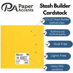 PA Paper Accents Stash Builder Cardstock Pack 12″ x 65 pound, Daffodil