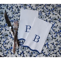 Stxy’s Monogram B Napkins (Bleed-Free Ink) Scalloped Navy Blue Letter, 40ct |…
