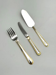 24k Gold Wedding Cake Server Set Personalized Name Knife & Fork Premium Gift Box