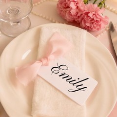 12PCS Table Name Cards with Satin Ribbon, 3.54×1.96 Soft Place Cards for Wedd…