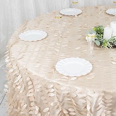 BalsaCircle 132-Inch Beige Taffeta Round Tablecloth Leaf 132″ (Round),