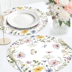 50PCS Floral Paper Placemats – Disposable Table Mats – Pastel Daisy & Butterfly
