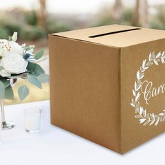 KALEFO Kraft Card Box Wedding Favors 8 inches x 8 x 8 inches, Brown