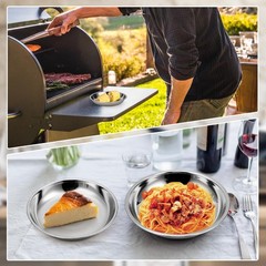 Offiper Deep Stainless Steel Plates 8 Set 7 Inch 30418/8 Metal Food Serving