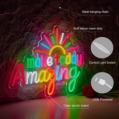 Make Today Amazing Neon Sign for Classroom Wall Decor Dimmable Positive and U…