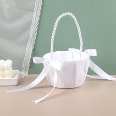 Wedding Flower Basket, Ivory White