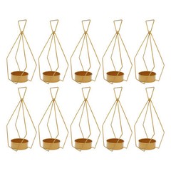 10pcs Gold Metal Diamond Shape Flower Vases Tabletop Wedding Centerpieces Stand