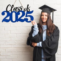 Class of 2025 Wooden Sign – Blue Graduation Decorations & Photo Booth Prop fo…