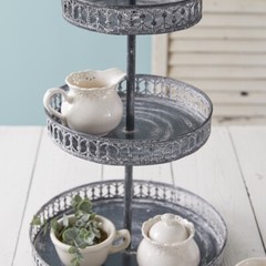 Metal French Colonial Three Tier Display Stand / Tray – Kitchen Service Tray