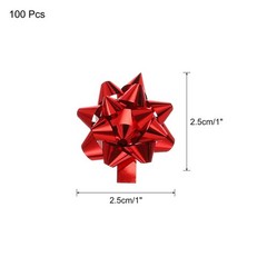 100pcs 1″ Mini Star Gift Bows Metallic Christmas Bows for Gift Wrapping, Red