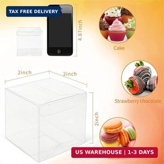 COTOPHER 60 Pcs Clear Favor Boxes, 2x2x2 Clear Gift Boxes Party Favor Boxes Mini